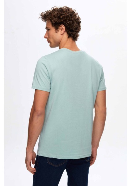 Regular Fit Mint Baskılı %100 Pamuk T-Shirt 2HC1454030180