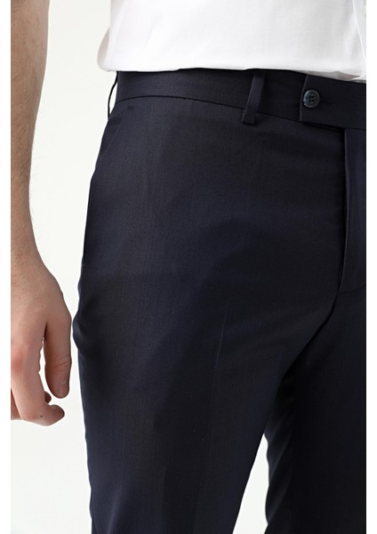 Slim Fit Lacivert Düz Kumaş Pantolon 2HE03ER01320M modelleri