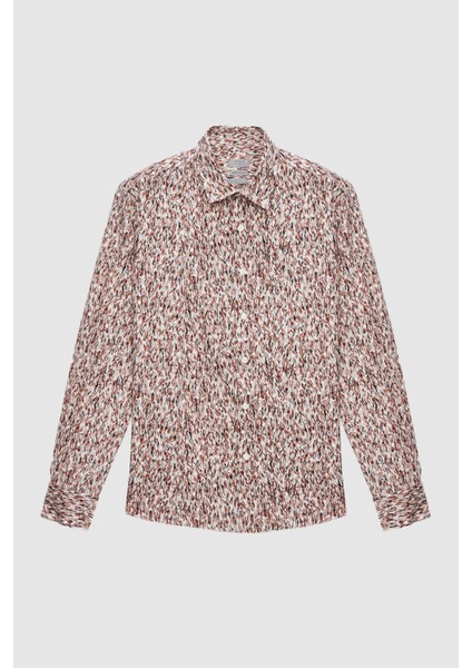 Slim Fit Kahverengi Baskılı Gömlek 2EC0221062590 fırsatları