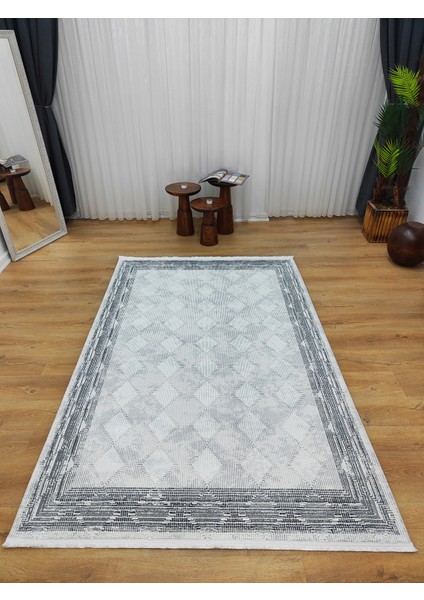 Trendy Carpet Bambu Dokusunda Modern Halı Salon Oturma Odası Antialerjik Antrasit 7990