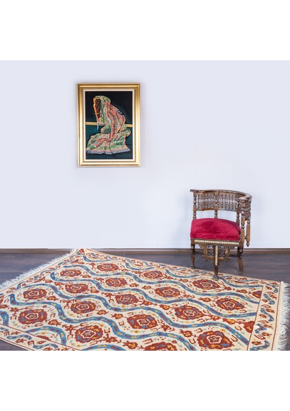 Klair Özbek Desenli El Dokuma Yün Kilim 170X224 cm