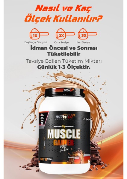 Muscle Gainer / Çikolata & Latte Aromalı / 1680 gr. / 30 Servis