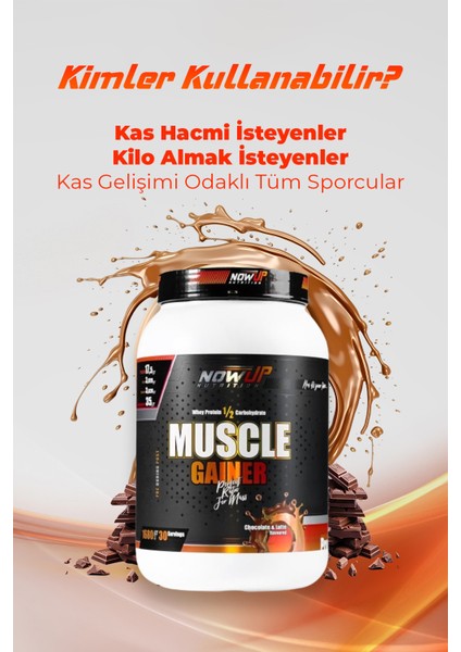 Muscle Gainer / Çikolata & Latte Aromalı / 1680 gr. / 30 Servis