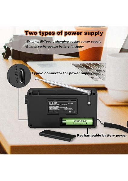 D109 Taşınabilir Şarj Edilebilir Dijital Radyo, Bluetooth Sw/lw/mw/fm Radyo
