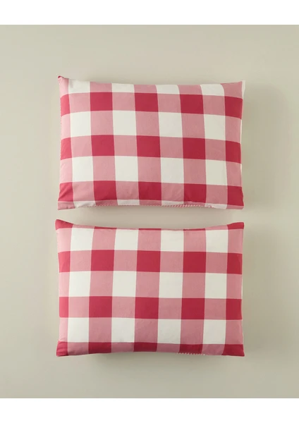 English Home Gingham 2'li Yastık Kılıfı Pembe