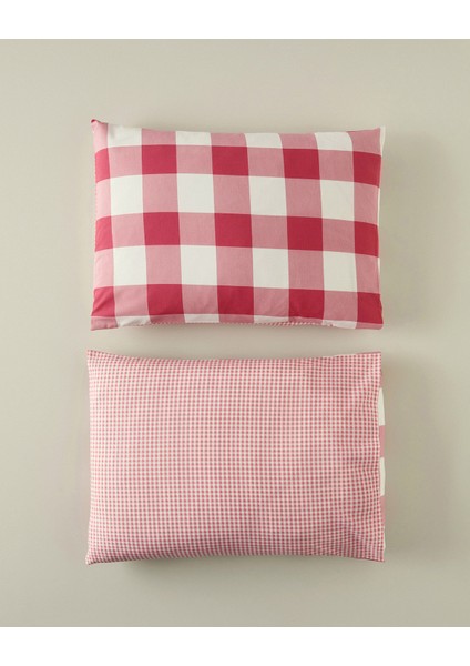 Gingham 2'li Yastık Kılıfı Pembe