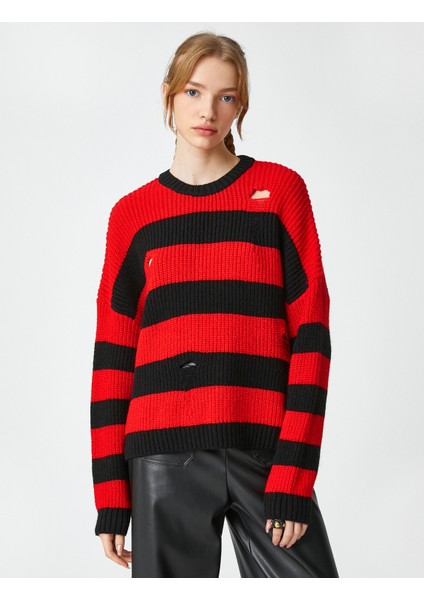 Örgü Triko Kazak Ajurlu Bisiklet Yaka Uzun Kollu modelleri