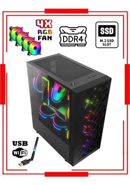 Poseidon PTX55 Intel Core I5-13400F 16GB Ddr4 Ram 512GB M.2 Nvme SSD 4gb GTX1050Tİ Oyuncu Masaüstü Bilgisayar