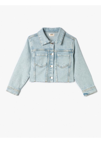 Crop Kot Ceket Cep Detaylı Düğme Kapamalı Pamuklu