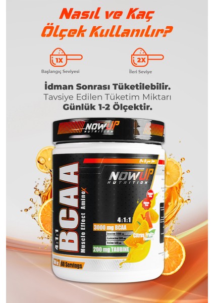 Bcaa 4:1:1 Muscle Effect Amino Asit / Turunç Meyveleri Aromalı / 360 gr. / 60 Servis