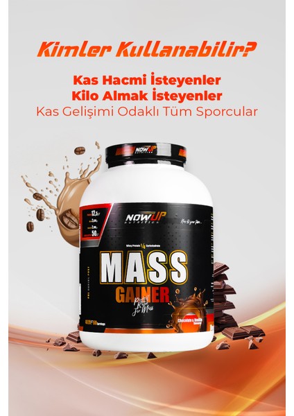 Mass Gainer Whey Protein ¼ Carbohydrate / Chocolate & Vanillin 4020 gr. / 60 Servis / Karbonhidrat&Protein Tozu / Shaker Hediyeli