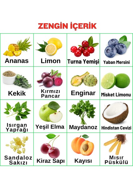 Ananaslı & Sandaloz Sakızlı Detox Şurubu Kürü Bromelain 475 ml 2'li Set Güçlü Antioksidan Formül