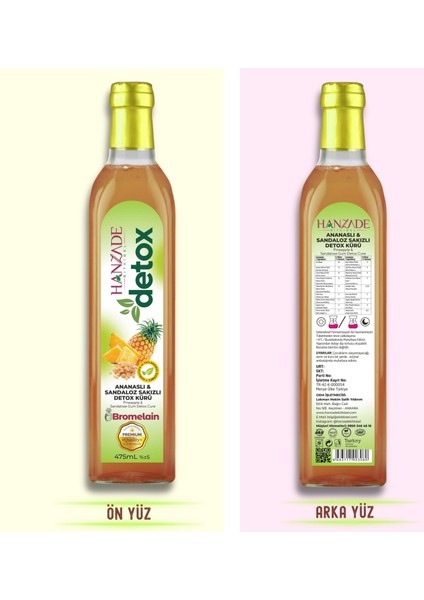 Ananaslı & Sandaloz Sakızlı Detox Şurubu Kürü Bromelain 475 ml 2'li Set Güçlü Antioksidan Formül