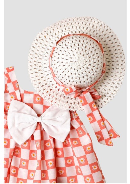 Papatya Desenli Şapkalı Fiyonklu Kız Bebek Elbisesi fiyatları