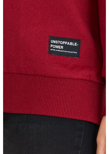 Kadın Bordo Basic Bisiklet Yaka Regular Fit Rahat Sweatshirt indirimleri