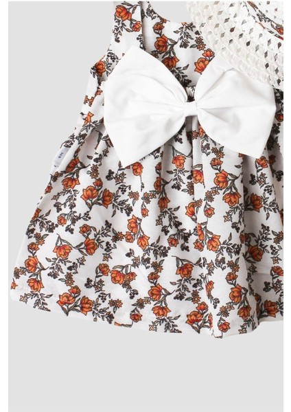 Çiçek Desenli Fiyonklu Şapkalı Kız Bebek Elbisesi fiyatları