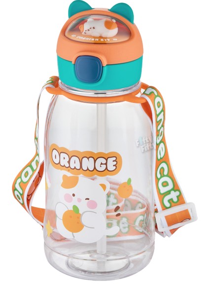 Pipetli 760 ML Boyun Askılı Çocuk Su Matarası 3D Hayvan Figürlü-FFVGN2021-760ML