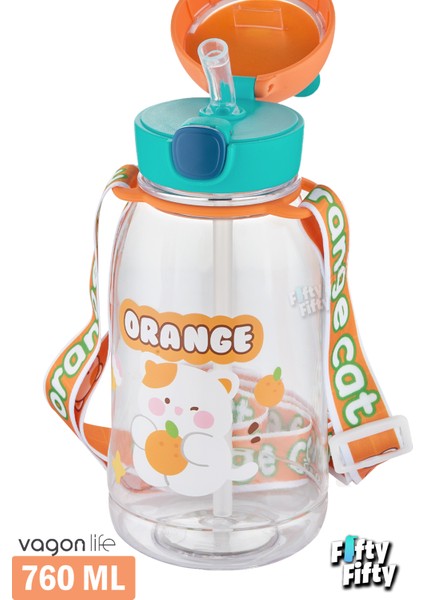 Pipetli 760 ML Boyun Askılı Çocuk Su Matarası 3D Hayvan Figürlü-FFVGN2021-760ML modelleri