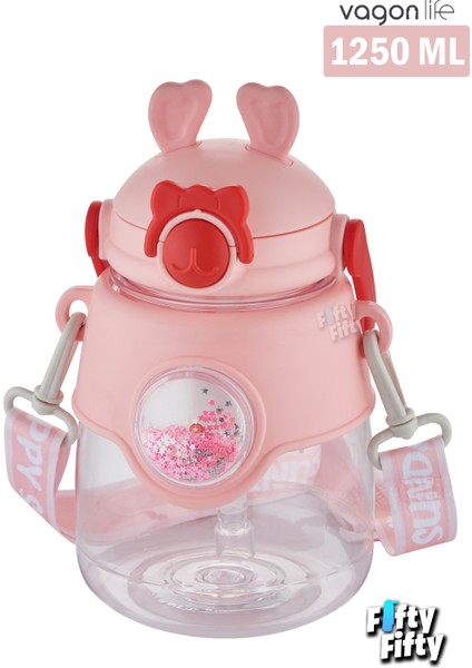 1250 ml Pipetli Büyük Boy Askılı ve Kulplu Su Matarası Çıkartma l
