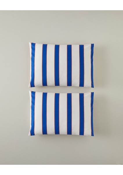 Marine Stripe 2'li Yastık Kılıfı Lacivert-Turuncu