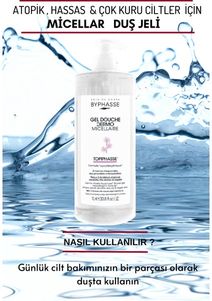 Dermo Micellar Topiphasse Atopik , Hassas Ve Çok Kuru Ciltler Için Misel Duş Jeli 1000ml
