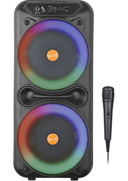 Mikrofonlu Bluetooth Hoparlör 8x2 Toplantı Parti Eğlence LED Işık