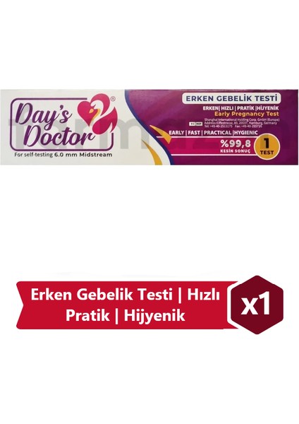 Gebelik-Hamilelik Testi | Erken | Hızlı | Pratik | Hijyenik | %99,8 | 1 Adet