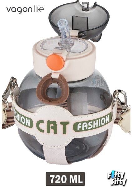 Pipetli 720 ml Boyun Askılı Çocuk Su Matarası Cat modelleri