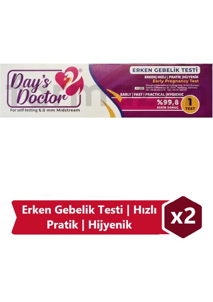 Gebelik-Hamilelik Testi | Erken | Hızlı | Pratik | Hijyenik | %99,8 | 2 Adet