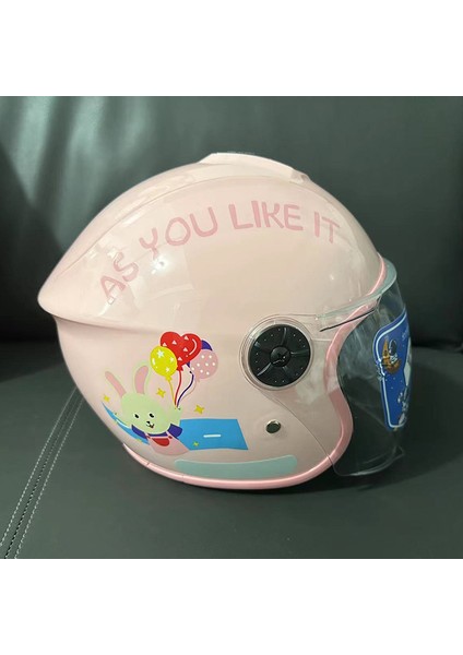 Yeni Ulusal Standart Çocuk Kask Akülü Araba Motosiklet Kask Sevimli Yaz Yarım Kask Yağmur ve Güneş Koruma Emniyet Kaskı (Yurt Dışından)