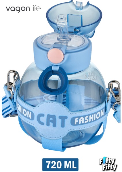 Pipetli 720 ml Boyun Askılı Çocuk Su Matarası Cat modelleri
