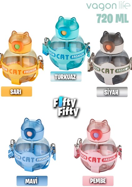 Pipetli 720 ml Boyun Askılı Çocuk Su Matarası Cat fırsatları