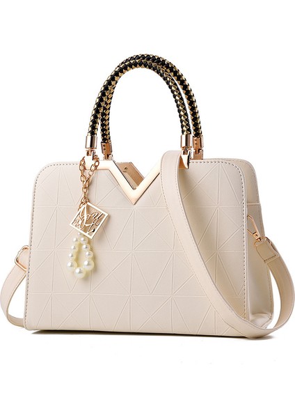 Yeni V Şeklinde Kalıplaşmış Kabartmalı Sınır Ötesi Dış Ticaret Büyük Kapasiteli Dokulu Kore Tarzı Basit Kadın Çantası (Yurt Dışından)