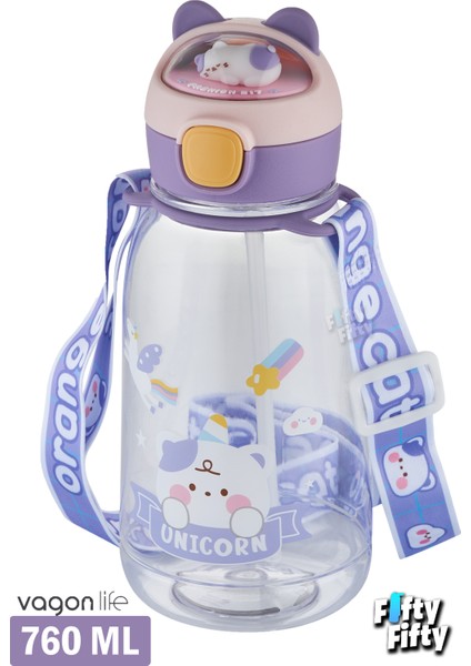 Pipetli 760 ML Boyun Askılı Çocuk Su Matarası 3D Hayvan Figürlü-FFVGN2021-760ML fiyatları