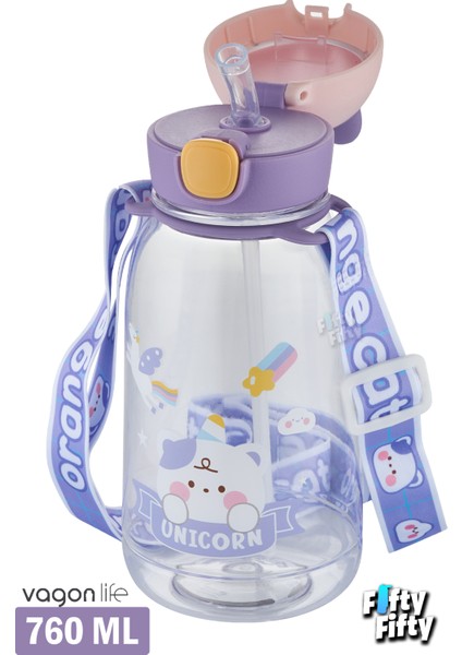 Pipetli 760 ML Boyun Askılı Çocuk Su Matarası 3D Hayvan Figürlü-FFVGN2021-760ML modelleri