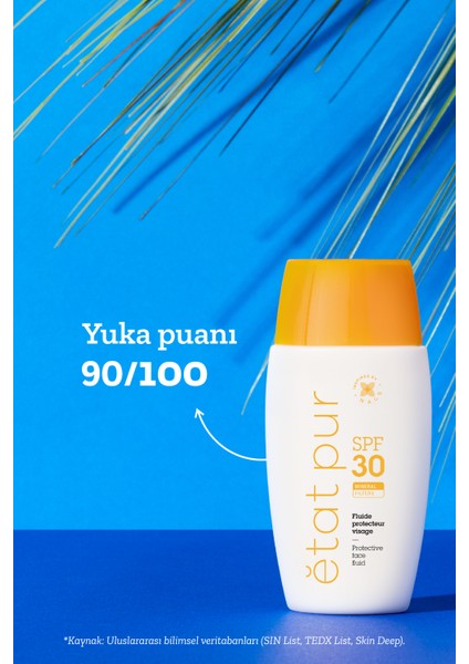 Etat Pur Protective Mineral Fluid SPF30  %100 Mineral Filtreli Yüz Güneş Kremi 40ml Açık Buğday ve Koyu Cilt