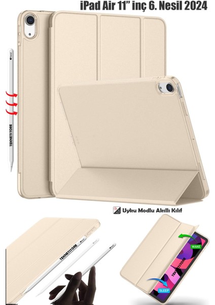 iPad Air 6 11 İnç M2 Çip 2024 Uyumlu Tablet Kılıfı İnce Tasarım Smart Cover Standlı Akıllı Kapak