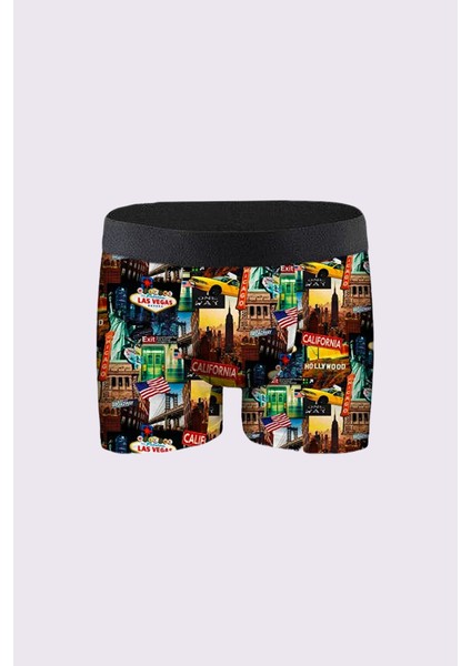3'lü Erkek Desenli Boxer Paketleri %95 Pamuk Premium Collection - Çok Renkli
