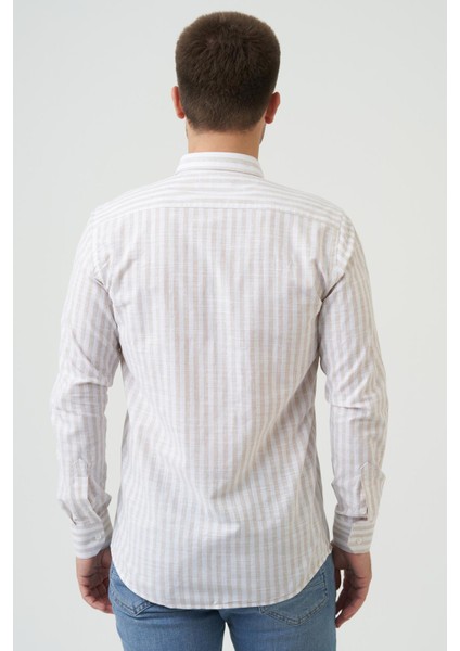 Bathurst Regular Fit G2001 Pamuklu Keten Gömlek Bej fırsatları