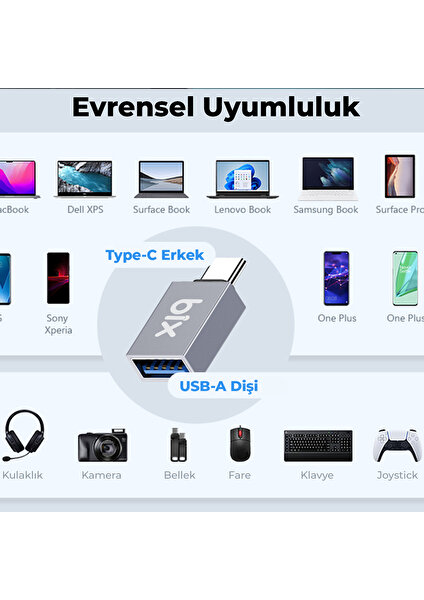 ADP-01 Type-C to USB-A 3.0 Çevirici Dönüştürücü Adaptör