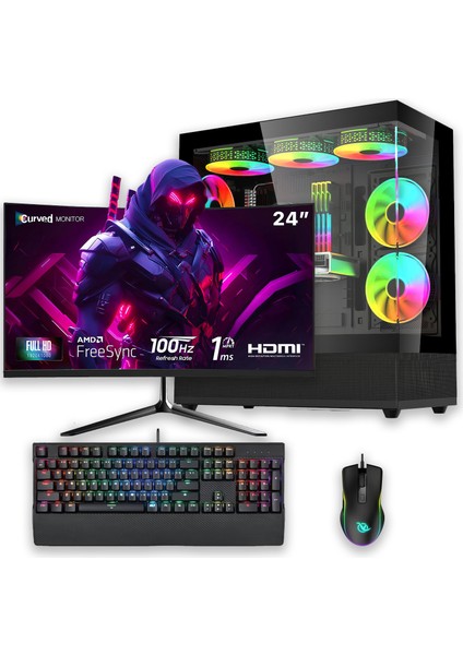 E-Vix Faunus I5-12400F 16GB 512GB M.2 Nvme Rtx 4060 8GB 24" Oyuncu Masaüstü Bilgisayarı