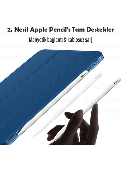 iPad Air 6 11 İnç M2 Çip 2024 Uyumlu Tablet Kılıfı İnce Tasarım Smart Cover Standlı Akıllı Kapak