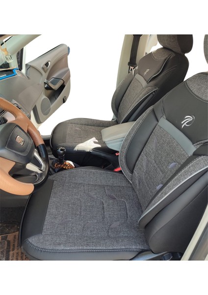 Citroen C3 2 2009-2015 Oto Koltuk Kılıfı * Yaprak Model / Gri-Siyah K