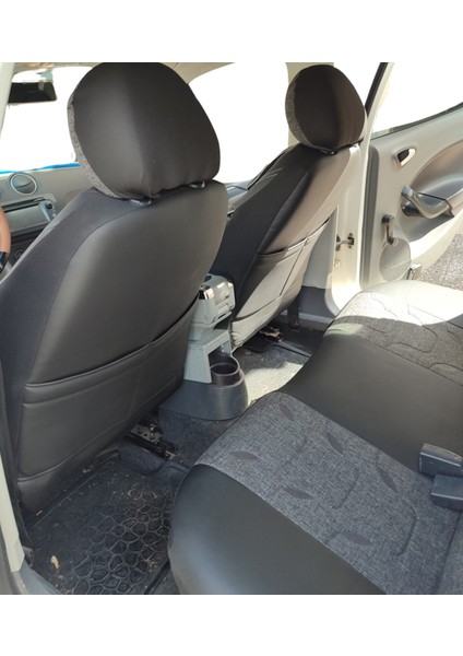 Citroen C3 2 2009-2015 Oto Koltuk Kılıfı * Yaprak Model / Gri-Siyah K