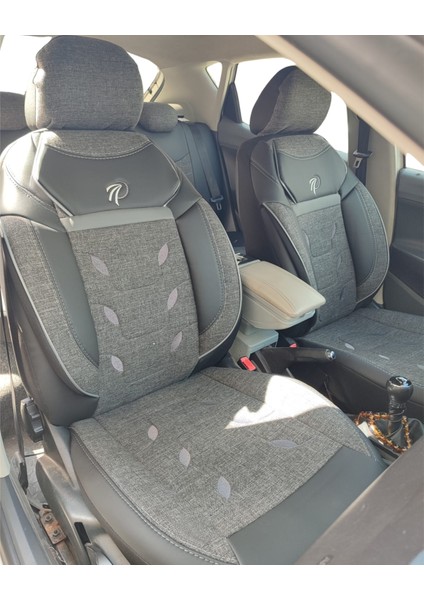 Fort Kuga 3 2020+ Oto Koltuk Kılıfı * Yaprak Model / Gri-Siyah K