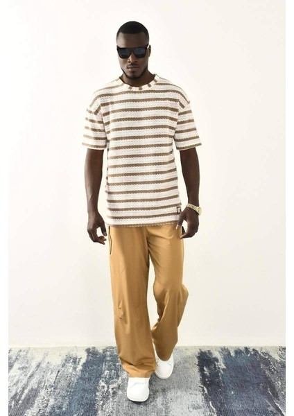 Kahve Çizgili Oversize T-Shirt modelleri