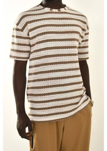 Kahve Çizgili Oversize T-Shirt fırsatları