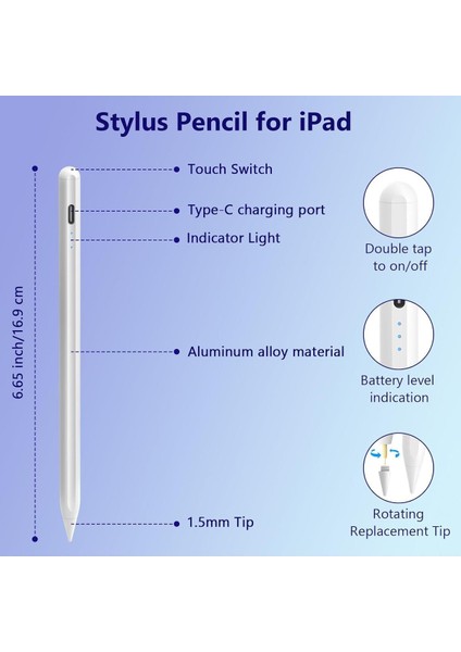 iPad Air 13 İnç 2024 Uyumlu Avuç İçi Red Dokunmatik Kalem Elinizi Algılamayan Teknoloji