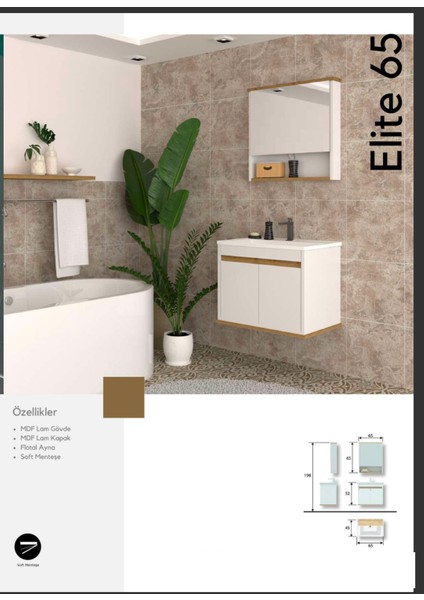 Elite 65 cm Banyo Dolabı