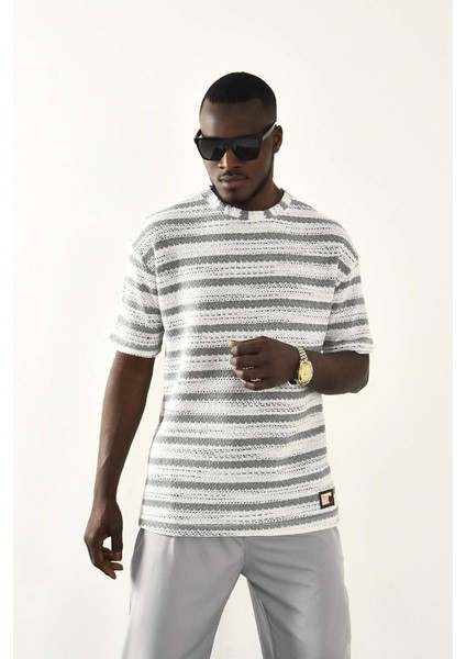 Gri Çizgili Oversize T-Shirt fiyatları